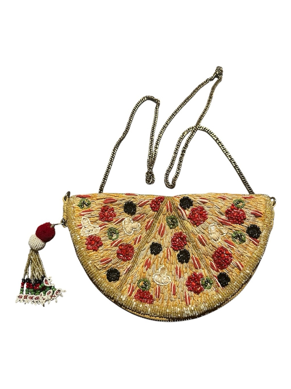 RARE & GORGEOUS ZARA Pizza Beaded Shoulder Bag Purse